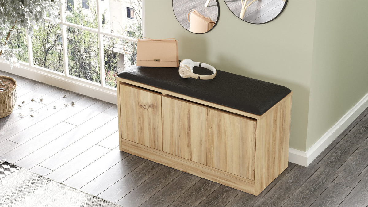 Shoe cabinets - Shoe cabinet Aquila Oak Melamine 89.6x45.8x35.5 cm - Dimehouse