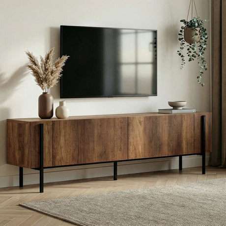 Nexus TV cabinet walnut look black 180 cm Baroque walnut look and black Melamine wood composite