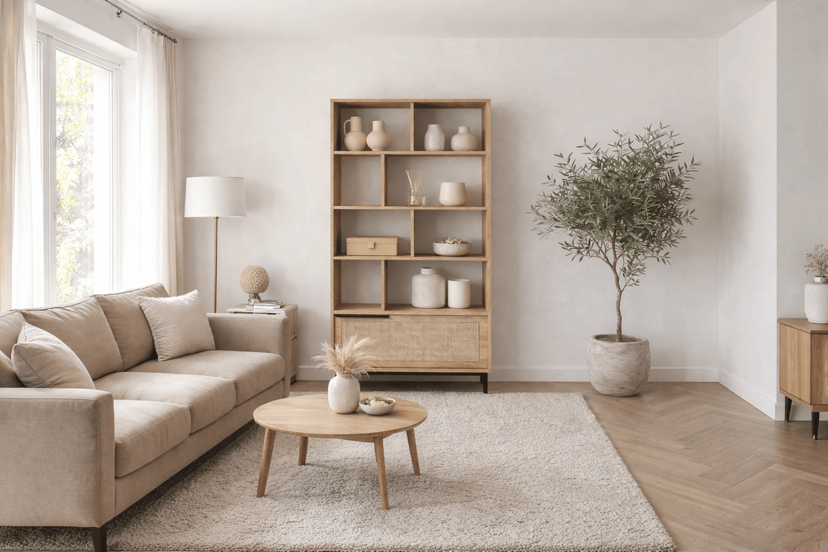Bookcases - Bookcase Cosmos Walnut Oak Melamine 83.9x175.6x29.5 cm - Dimehouse
