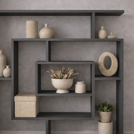 Bookcases - Bookcase Maze Anthracite Melamine 125x129x22 cm - Dimehouse