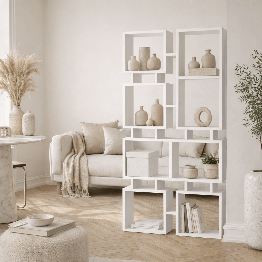 Bookcases - Bookcase Rail White Melamine 79x166.5x24 cm - Dimehouse