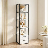Bookcases - Bookcase Robbins Black Black White Melamine 39x160x39 cm - Dimehouse