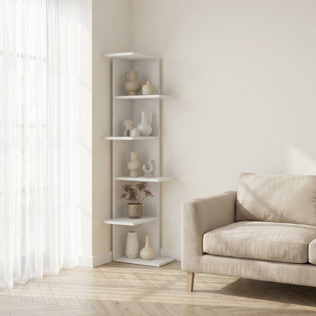 Bookcases - Bookcase Saso White Melamine 37x141x24 cm - Dimehouse