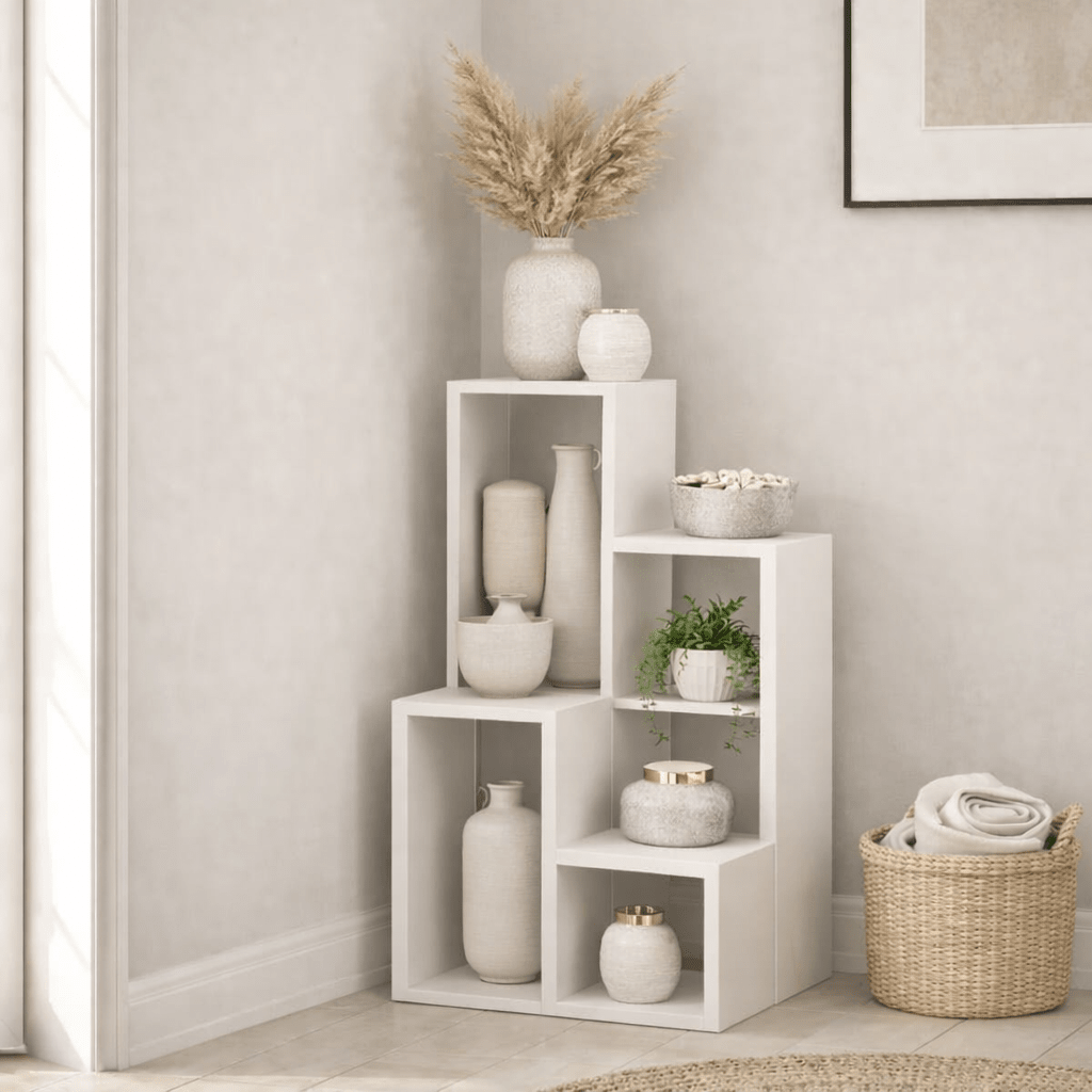 Bookcases - Modular shelving unit white melamine Sule 42x89x20 cm - Dimehouse