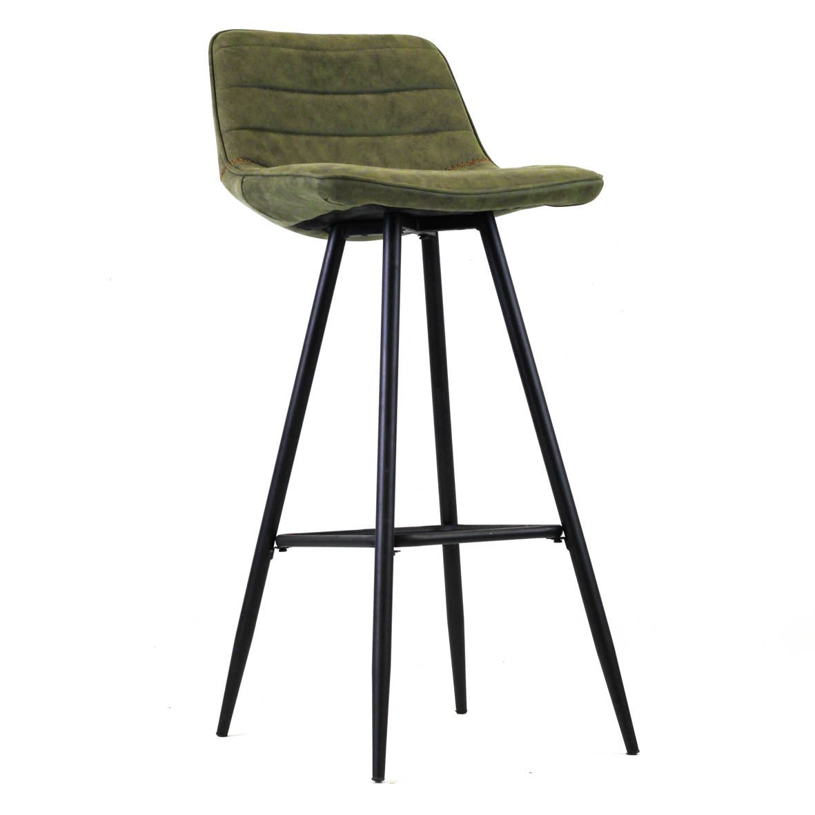 Bar Stools - Industrial Bar Stool Green Kenton Microfiber Fabric - 76 cm Seat Height - Dimehouse