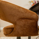 Eetkamerstoelen-Eetkamerstoel Suzie draaibaar velvet oker Geel-Dimehouse