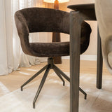 Eetkamerstoelen-Eetkamerstoel Suzie draaibaar velvet bruin-Dimehouse