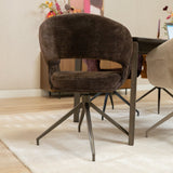 Eetkamerstoelen-Eetkamerstoel Suzie draaibaar velvet bruin-Dimehouse