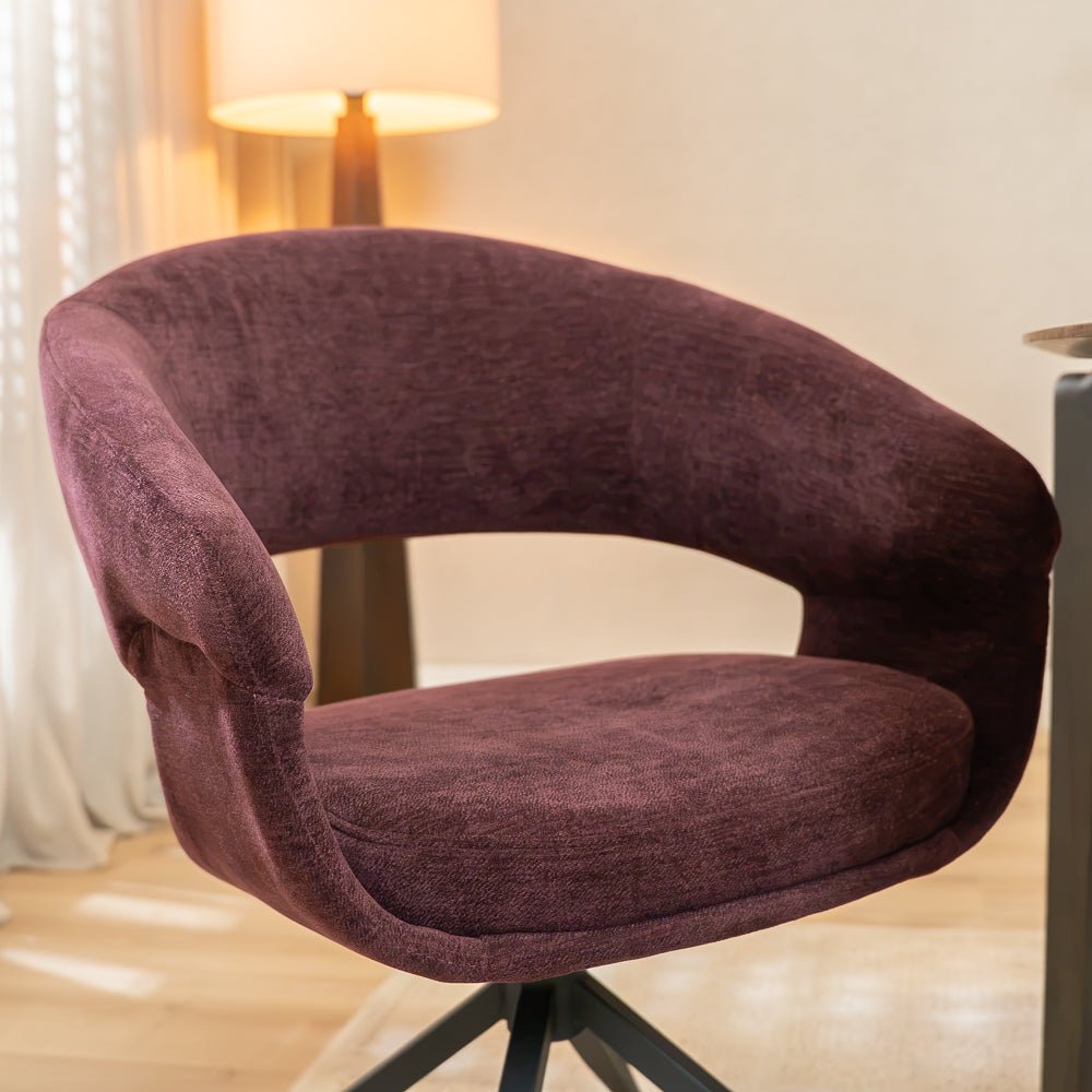 Eetkamerstoelen-Eetkamerstoel Suzie draaibaar velvet paars-Dimehouse
