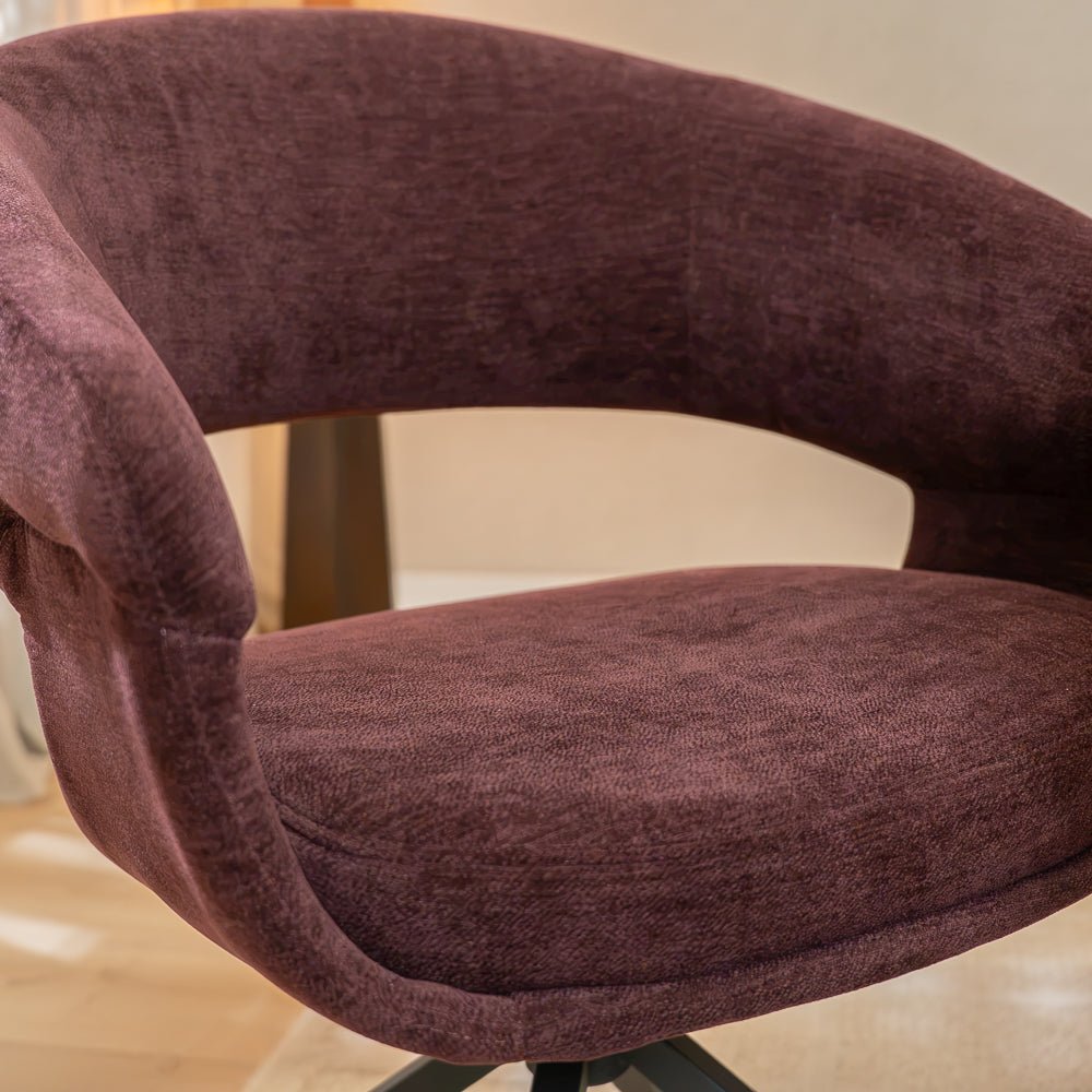 Eetkamerstoelen-Eetkamerstoel Suzie draaibaar velvet paars-Dimehouse