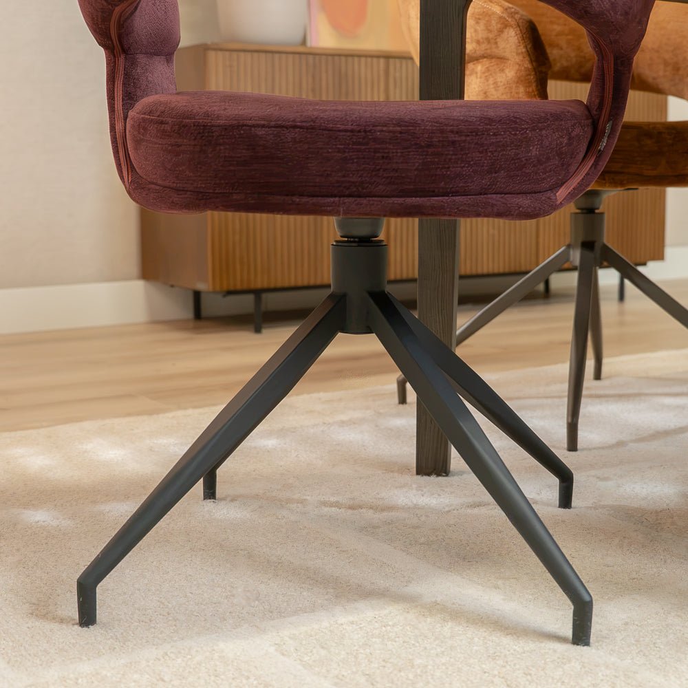 Eetkamerstoelen-Eetkamerstoel Suzie draaibaar velvet paars-Dimehouse