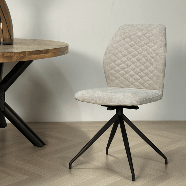 Swivel Dining Chair Light Gray Charly Chenille Fabric