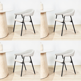 Dining room chairs - Dining room chair Set of 4 Bouclé Beige Lisa - Black Frame - Dimehouse