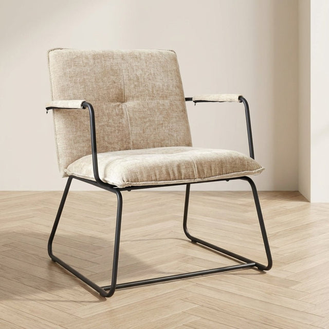 Hailey armchair beige chenille mood photo in a modern interior