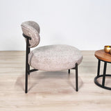 Armchairs - Round Scandinavian armchair beige mixed fabric Nova - Dimehouse