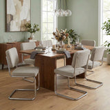 Modern Dining Chair Sand Color Bouclé Fabric Sway - Chrome Frame - Without Armrests 