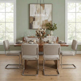 Modern Dining Chair Sand Color Bouclé Fabric Sway - Chrome Frame - Without Armrests 