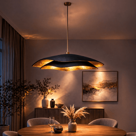 Hanging lamps - Hanging lamp black with gold carbon concrete shade - 40 and 50 cm - Flowing - Dimehouse