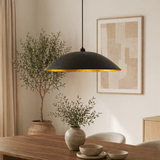 Hanging lamps - Hanging lamp black with gold carbon concrete shade - 48 cm - Flowing - Dimehouse