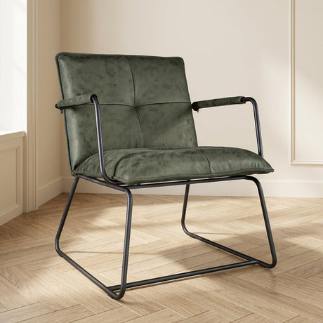 Industrial armchair Hailey green eco-leather mood photo in modern interior