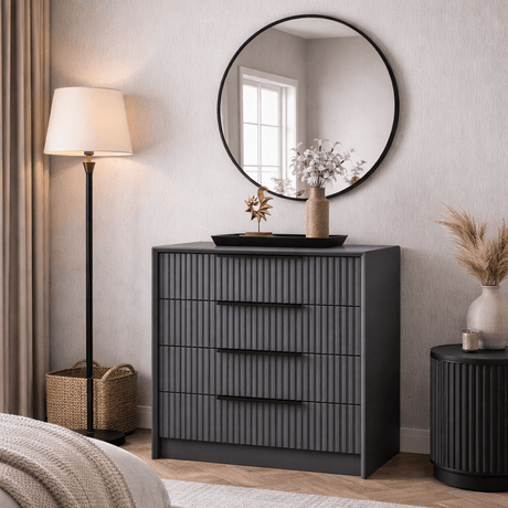 Chests of drawers - Chest of drawers Kale Luxury Anthracite Melamine 70x77x45 cm - Dimehouse