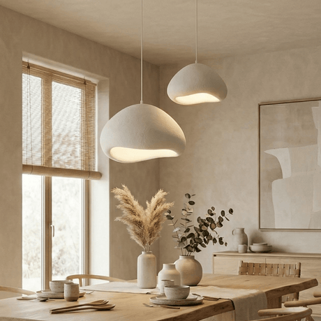 Hanging lamps - Luxury Hanging Lamp White Ø50 cm and Ø40 - Fiberglass shades - Eleonora - Dimehouse