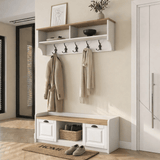 Furniture sets - Furniture set Coat rack - Shoe cabinet - White - Oak Melamine - Hally - Dimehouse