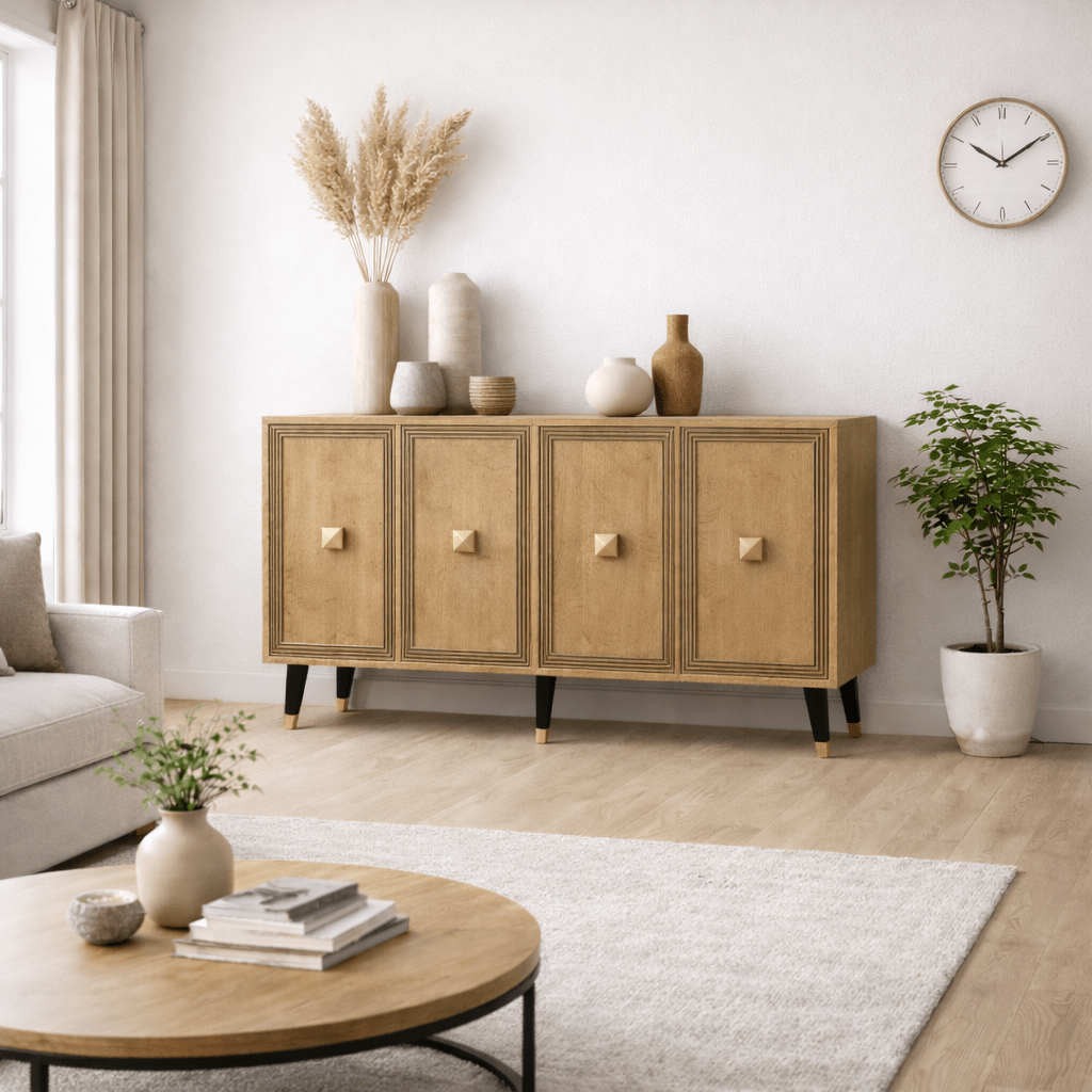 Sideboards - Modern Sideboard Ansel Sapphire Oak Look Melamine 120 cm - Dimehouse