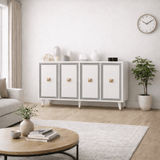 Sideboards - Modern Sideboard Ansel White - Gold Melamine 120 cm - Dimehouse