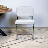 Dining room chairs - Modern Dining room chair Gray Bouclé Fabric Sway - Chrome Frame - Without Armrests - Dimehouse