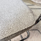 Dining room chairs - Modern Dining room chair Sand color Bouclé Fabric Sway - Chrome Frame - Without Armrests - Dimehouse