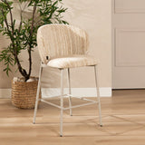 Barkrukken-Barkruk Milo chenille beige/taupe 70 cm Textiel-Dimehouse