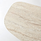 Coffee Tables - Organic Coffee Table Travertine Melamine Japandi - 105x65 cm - Rack - Dimehouse