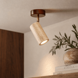 Hanging lamps - Ceiling lamp spot - Walnut and Travertine - Akari - Dimehouse
