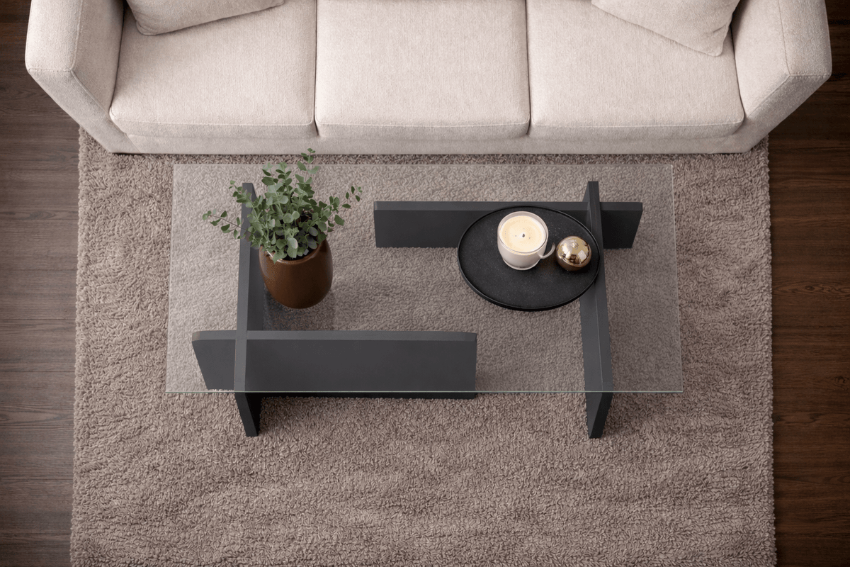 Coffee tables - Coffee table Glass Anthracite Opal 105x65 cm - Dimehouse