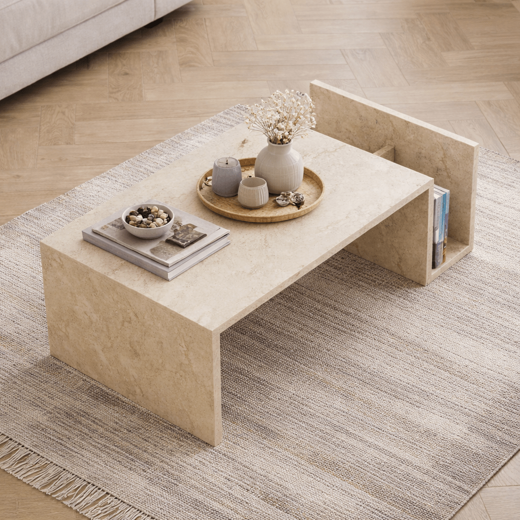 Coffee tables - Coffee table Rectangular Travertine - 87x50 cm - Mebo - Dimehouse