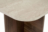 Coffee tables - Coffee table walnut melamine with travertine top - Japandi - 120x60 cm - Akira - Dimehouse