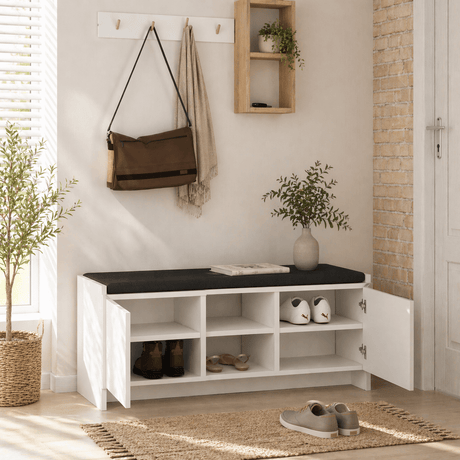 Shoe cabinets - Shoe cabinet White Melamine - six compartments - 110x43x37 cm - Zulla - Dimehouse
