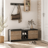 Shoe cabinets - Shoe cabinet Oak with anthracite Melamine - six compartments - 110x43x37 cm - Zulla - Dimehouse
