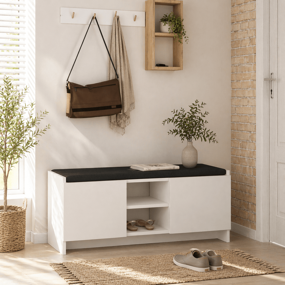 Shoe cabinets - Shoe cabinet White Melamine - six compartments - 110x43x37 cm - Zulla - Dimehouse