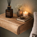 Bedside Tables - Set of 2 Floating Bedside Tables Acacia Wood Freya Small - Dimehouse