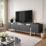 TV Furniture - TV Furniture Anthracite Yildiz 180x50x30 - Silver Frame - Dimehouse