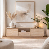 TV Furniture - TV Furniture Japandi Travertine Melamine - three cabinets - 160x42x29.5 cm - Flare - Dimehouse