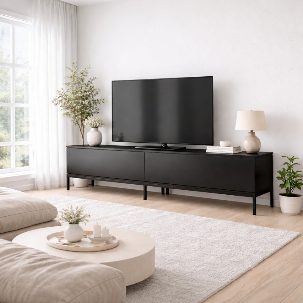 TV Furniture - TV Furniture Lord Black Melamine 180x47x30 cm - Dimehouse