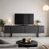 TV Furniture - TV Furniture Luxury Anthracite Black Melamine 180x50x30 cm - Dimehouse