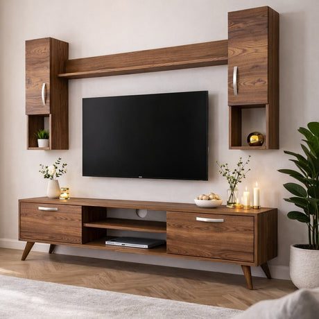 TV Furniture - TV Furniture Set Alta Walnut Melamine 180x48.6x35 cm - Dimehouse