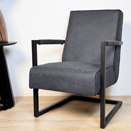 Armchairs - Industrial armchair anthracite eco - leather Tiger - Dimehouse