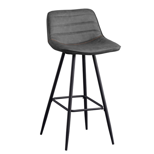 Bar Stools-Industrial Bar Stool Anthracite Faux Leather Jacket - Seat height 76 cm - Without armrests-Dimehouse