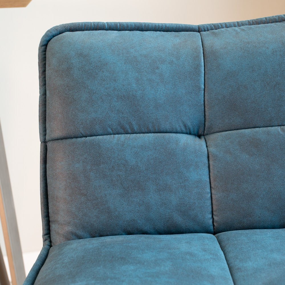 Bar Stools - Industrial Bar Stool Blue Jelle Microfiber Fabric - Seat Height 65 cm - Without Arm - Dimehouse