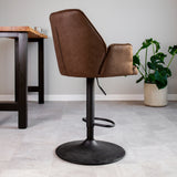 Bar Stools - Swivel Bar Stool Taupe Microfiber Fabric Novan - Adjustable - With Armrests - Dimehouse